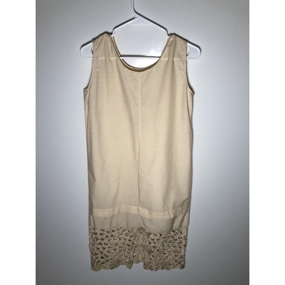 Authentic Vintage 1920s Embroidered Cotton Shift Dress Lace Hem Flapper Antique - Picture 12 of 16